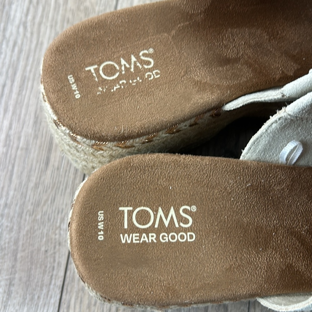 New Nwot TOMS Genuine Leather Women's Laila Espadrille Platform Mule Slide 10 - Picture 11 of 13
